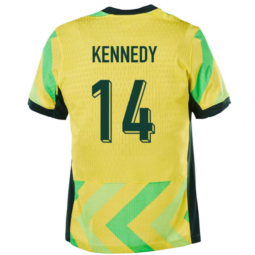 Danxen Mann Australia Alanna Kennedy #14 Gyllen Hjemmetrøye Drakt Trøye 24-26 Skjorter T-Skjorte