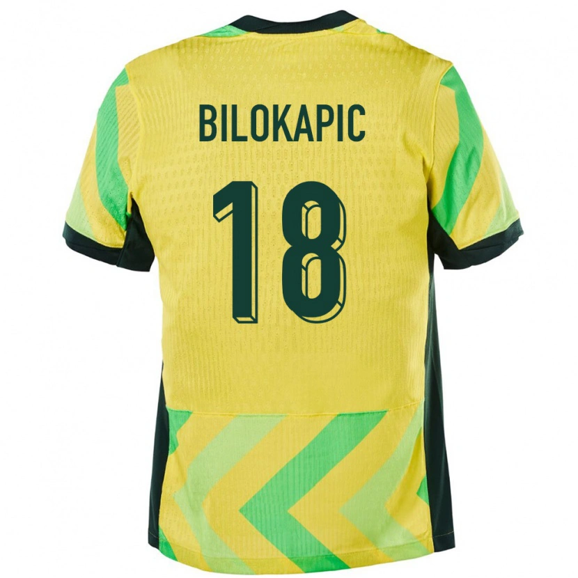 Danxen Mann Australia Nicholas Bilokapic #18 Gyllen Hjemmetrøye Drakt Trøye 24-26 Skjorter T-Skjorte