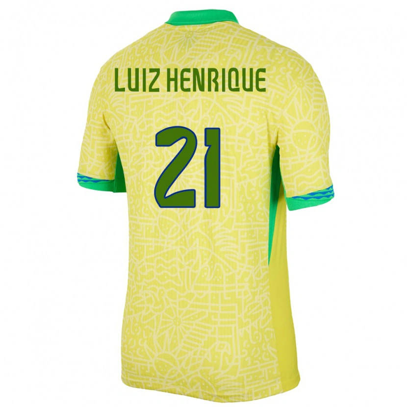 Danxen Mann Brasil Luiz Henrique #21 Gul Hjemmetrøye Drakt Trøye 24-26 Skjorter T-Skjorte