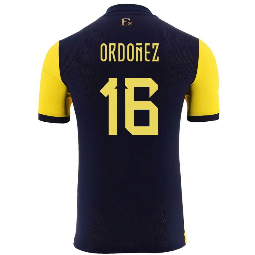 Danxen Mann Ecuador Joel Ordóñez #16 Gul Hjemmetrøye Drakt Trøye 24-26 Skjorter T-Skjorte