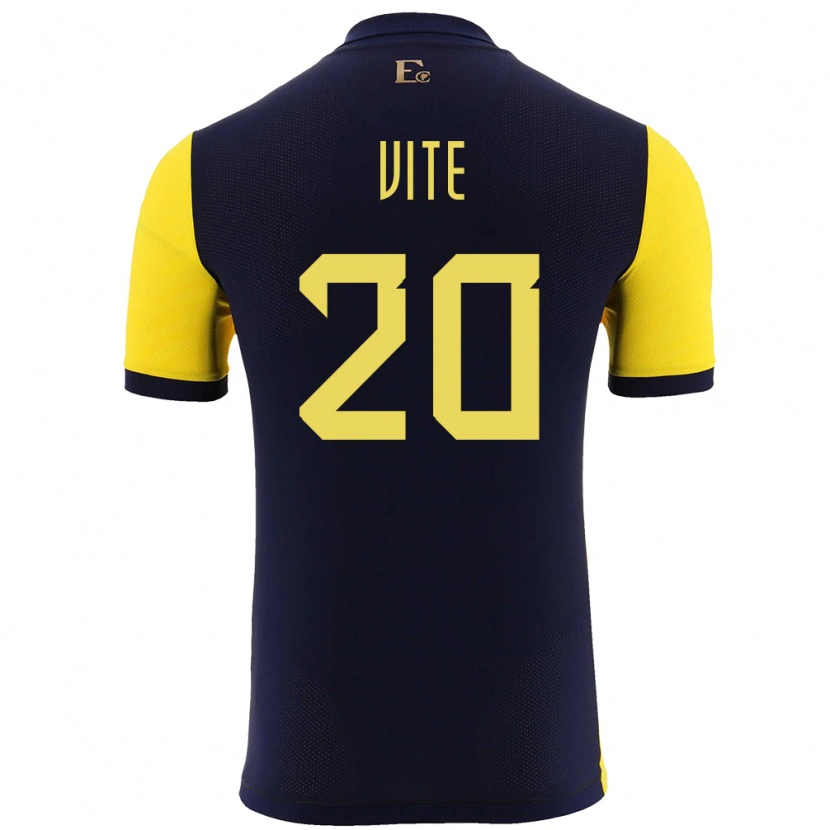 Danxen Mann Ecuador Pedro Vite #20 Gul Hjemmetrøye Drakt Trøye 24-26 Skjorter T-Skjorte