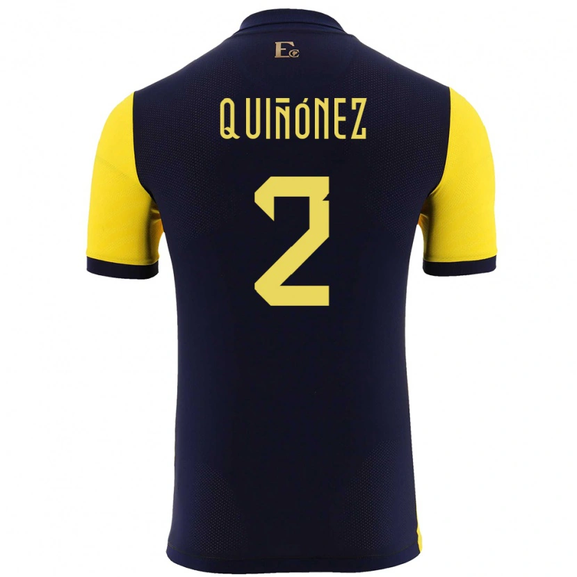 Danxen Mann Ecuador Óscar Quiñónez #2 Gul Hjemmetrøye Drakt Trøye 24-26 Skjorter T-Skjorte