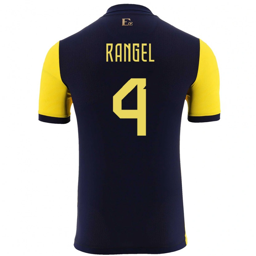 Danxen Mann Ecuador Álex Rangel #4 Gul Hjemmetrøye Drakt Trøye 24-26 Skjorter T-Skjorte