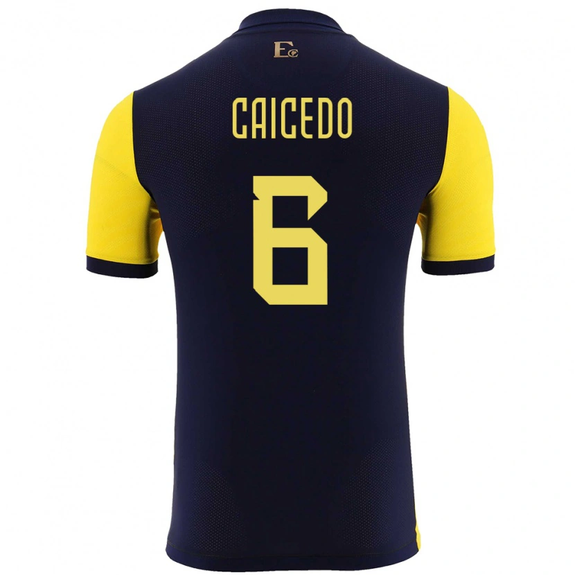 Danxen Mann Ecuador Fricio Caicedo #6 Gul Hjemmetrøye Drakt Trøye 24-26 Skjorter T-Skjorte