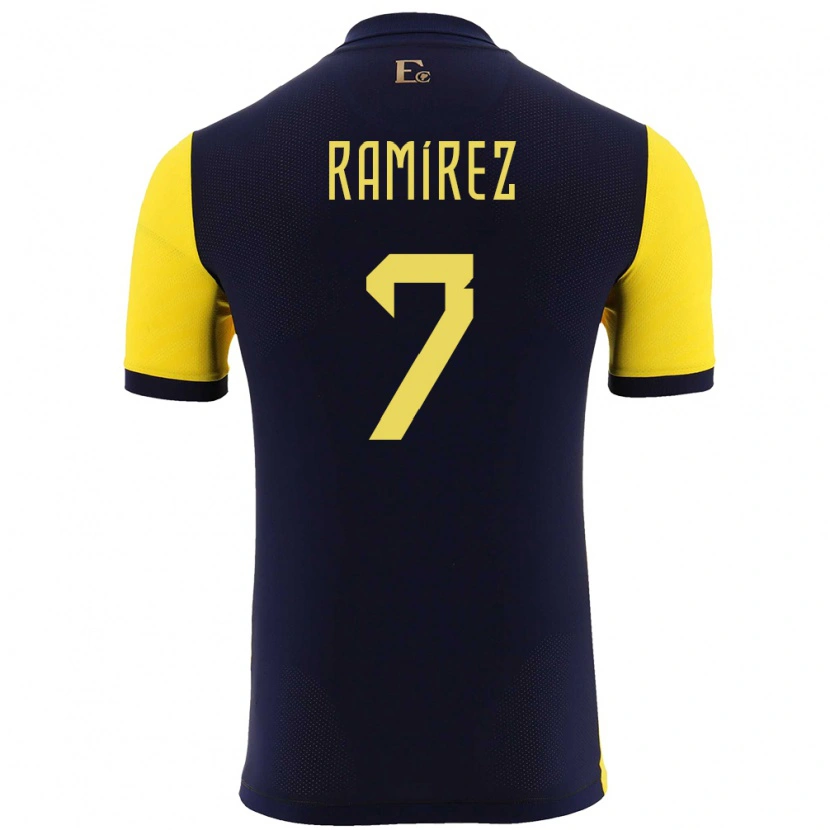 Danxen Mann Ecuador Jalmar Ramírez #7 Gul Hjemmetrøye Drakt Trøye 24-26 Skjorter T-Skjorte