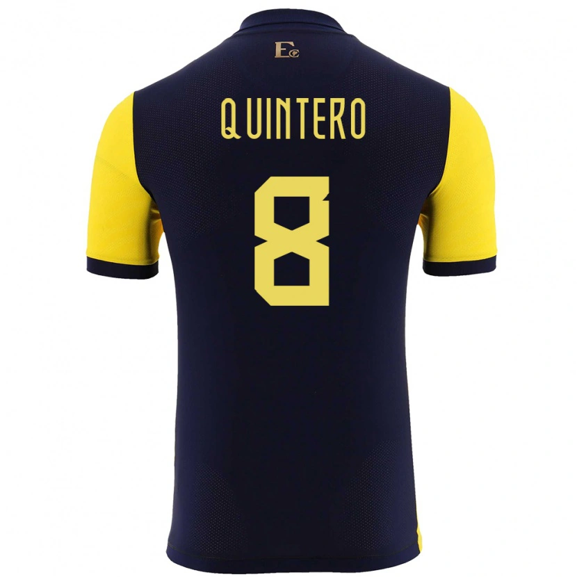 Danxen Mann Ecuador Hólger Quintero #8 Gul Hjemmetrøye Drakt Trøye 24-26 Skjorter T-Skjorte