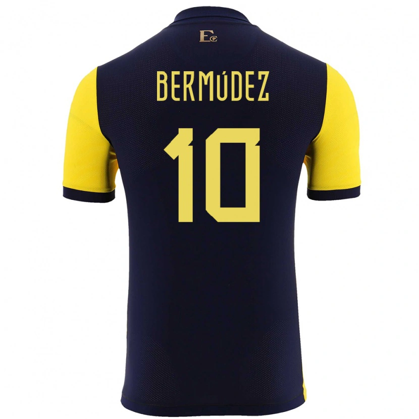 Danxen Mann Ecuador Michael Bermúdez #10 Gul Hjemmetrøye Drakt Trøye 24-26 Skjorter T-Skjorte
