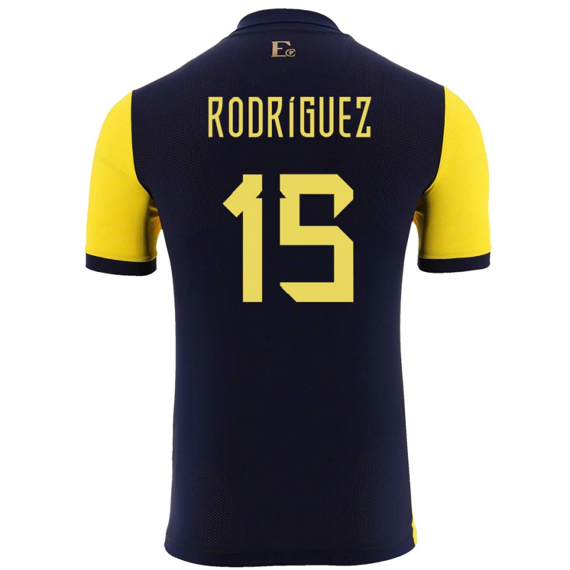 Danxen Mann Ecuador Juan Rodríguez #15 Gul Hjemmetrøye Drakt Trøye 24-26 Skjorter T-Skjorte