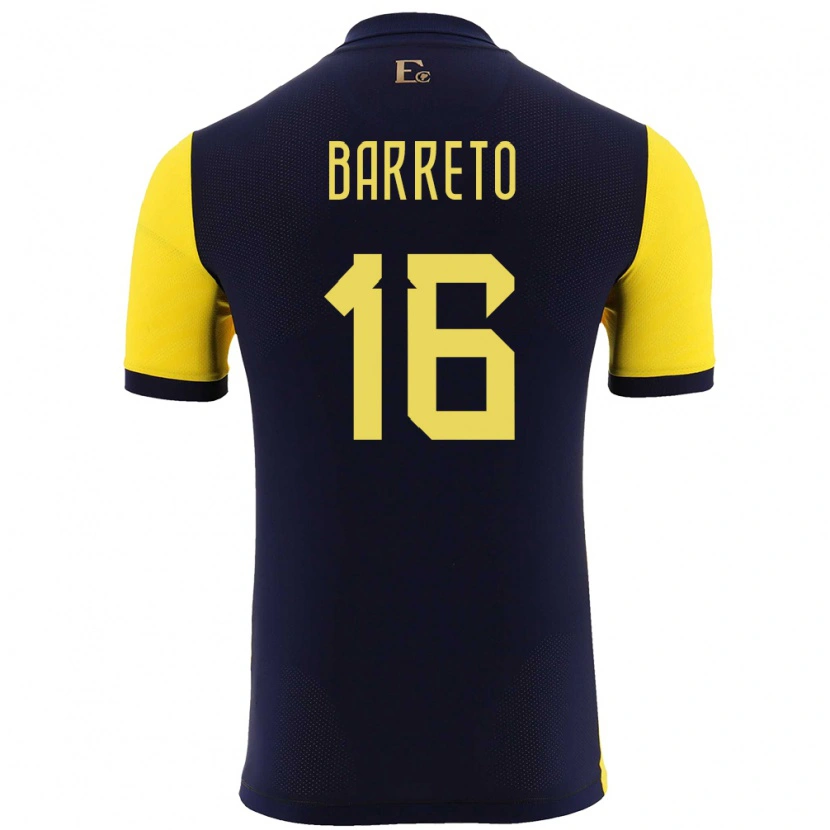 Danxen Mann Ecuador Andry Barreto #16 Gul Hjemmetrøye Drakt Trøye 24-26 Skjorter T-Skjorte