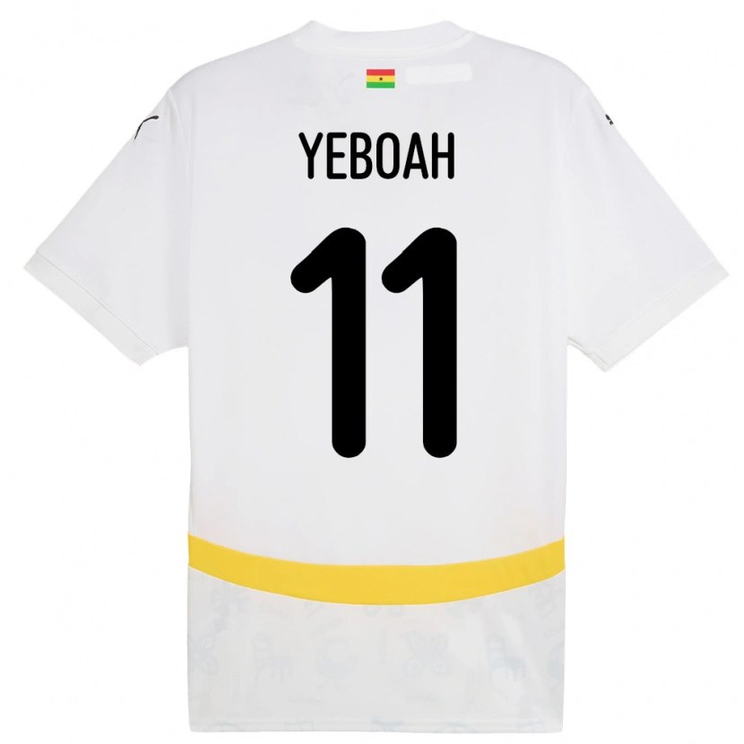 Danxen Mann Ghana Emmanuel Yeboah #11 Hvit Hjemmetrøye Drakt Trøye 24-26 Skjorter T-Skjorte