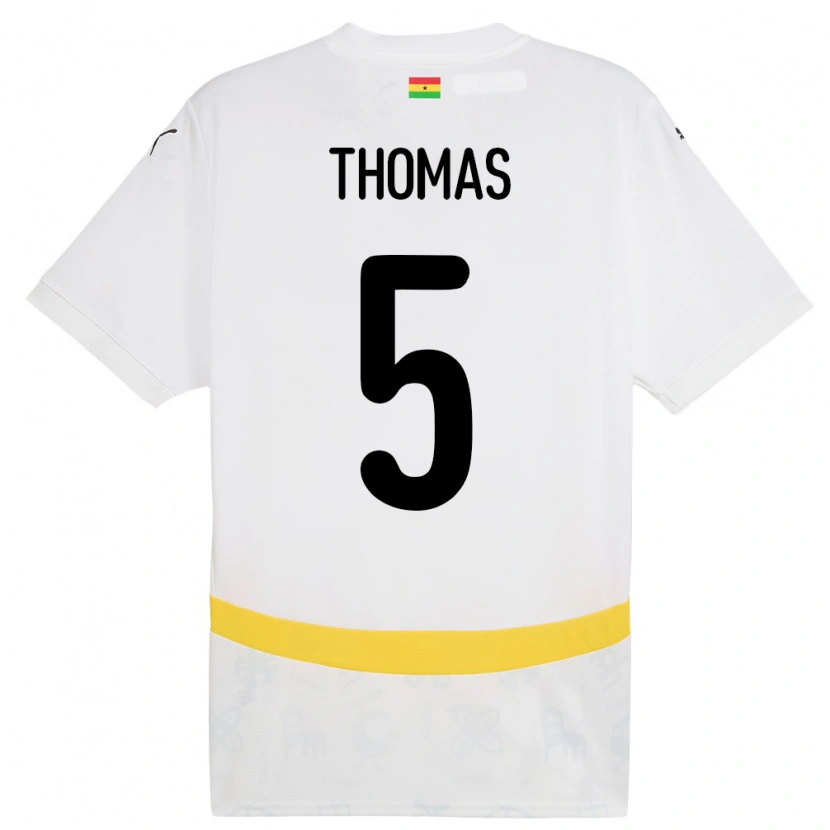 Danxen Mann Ghana Thomas Partey #5 Hvit Hjemmetrøye Drakt Trøye 24-26 Skjorter T-Skjorte
