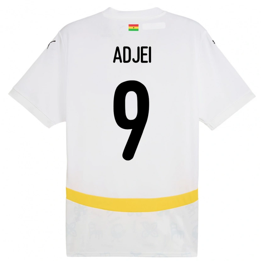 Danxen Mann Ghana Vivian Adjei #9 Hvit Hjemmetrøye Drakt Trøye 24-26 Skjorter T-Skjorte