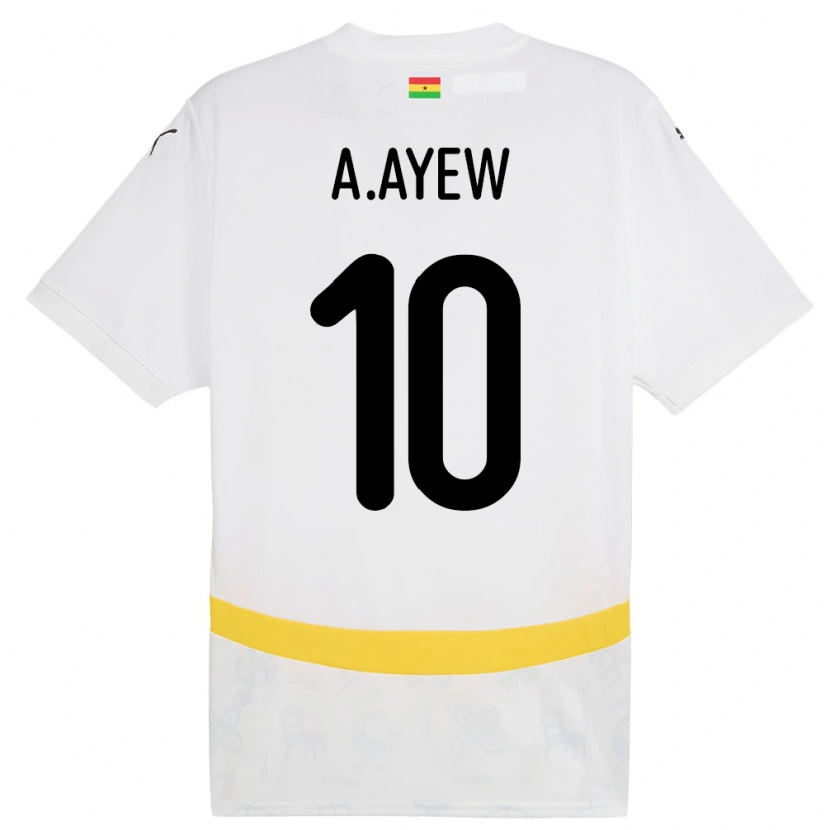 Danxen Mann Ghana Andre Ayew #10 Hvit Hjemmetrøye Drakt Trøye 24-26 Skjorter T-Skjorte