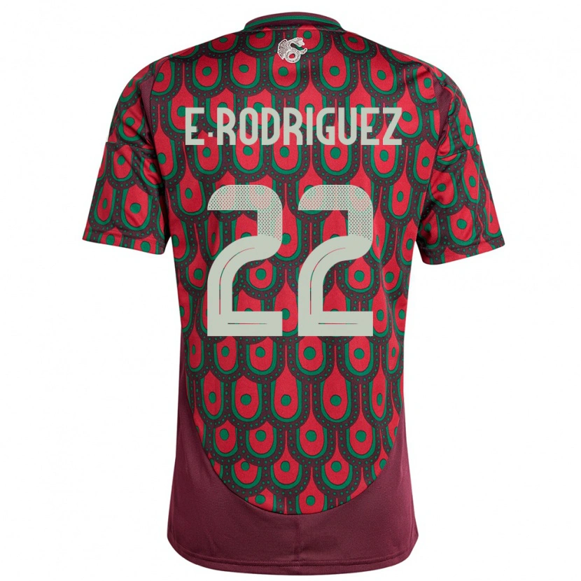 Danxen Mann Mexico Emi Rodríguez #22 Rødbrun Hjemmetrøye Drakt Trøye 24-26 Skjorter T-Skjorte