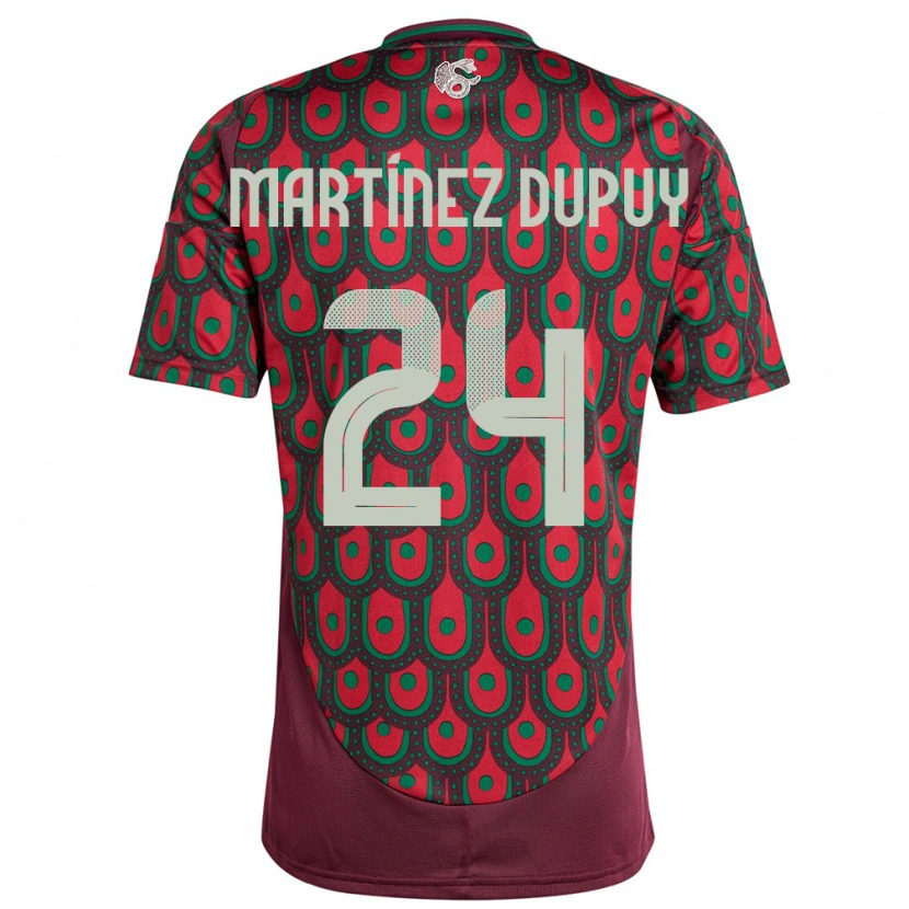 Danxen Mann Mexico Luca Martínez Dupuy #24 Rødbrun Hjemmetrøye Drakt Trøye 24-26 Skjorter T-Skjorte