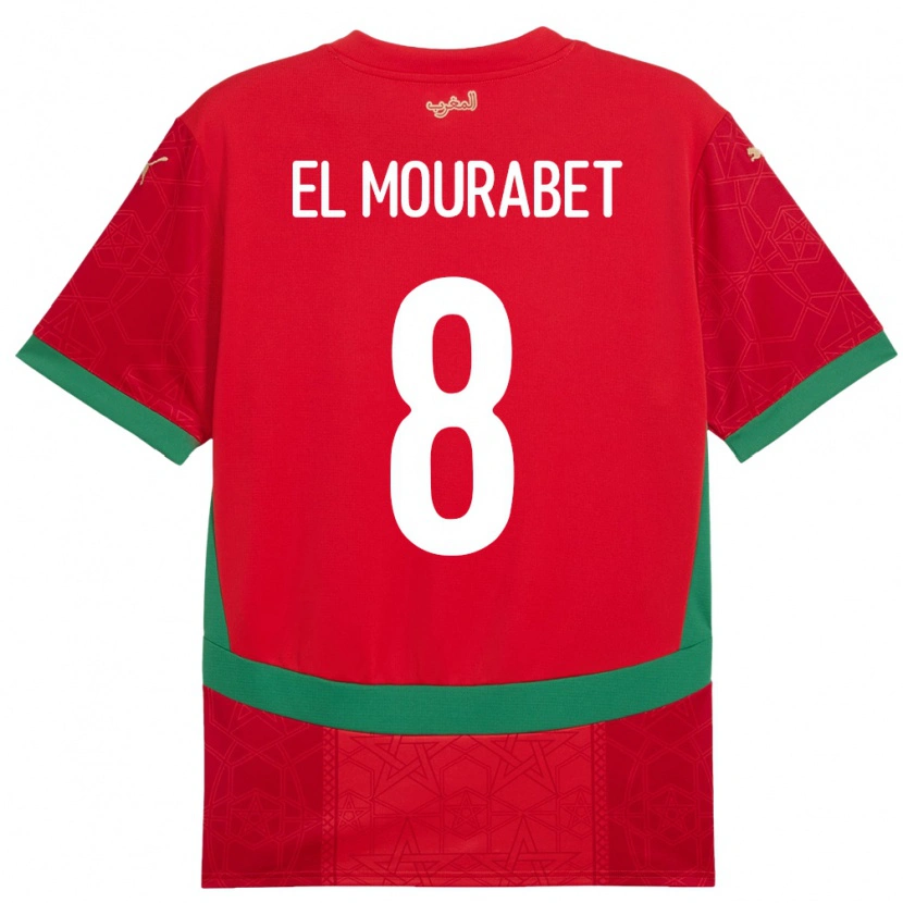 Danxen Mann Marokko Samir El Mourabet #8 Rød Hjemmetrøye Drakt Trøye 24-26 Skjorter T-Skjorte
