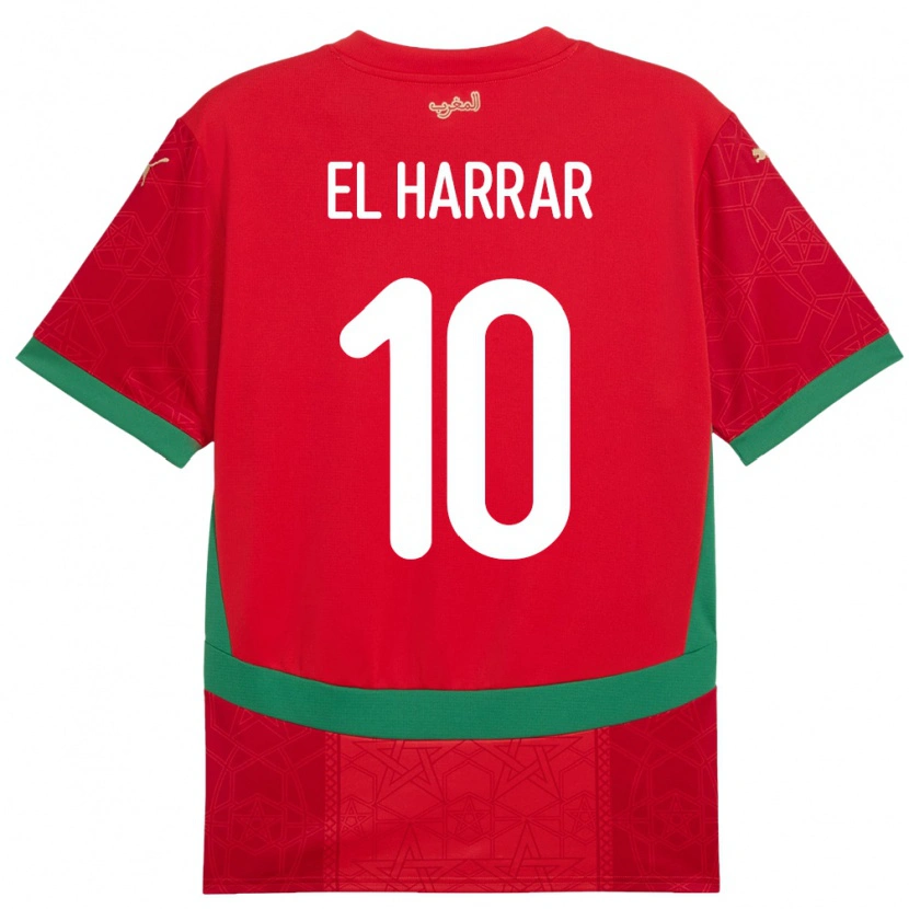 Danxen Mann Marokko Mohamed El Harrar #10 Rød Hjemmetrøye Drakt Trøye 24-26 Skjorter T-Skjorte