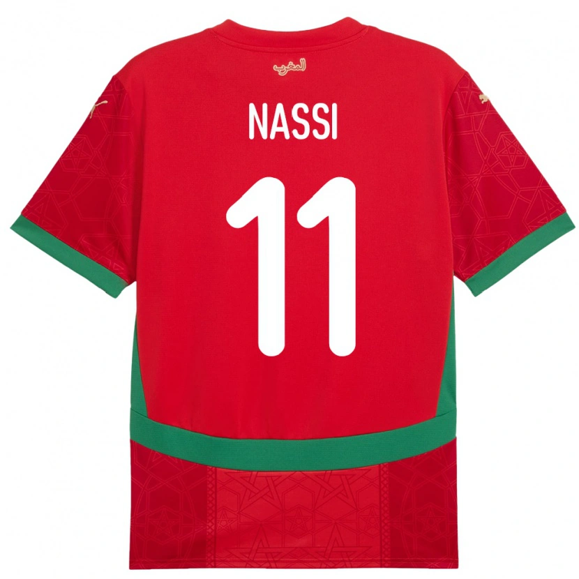 Danxen Mann Marokko Walid Nassi #11 Rød Hjemmetrøye Drakt Trøye 24-26 Skjorter T-Skjorte