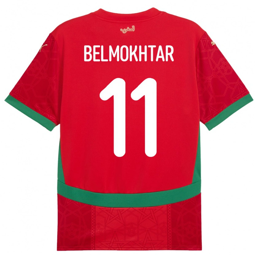 Danxen Mann Marokko Ilies Belmokhtar #11 Rød Hjemmetrøye Drakt Trøye 24-26 Skjorter T-Skjorte