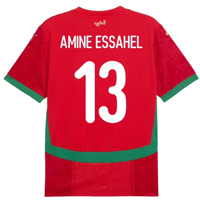 Danxen Mann Marokko Mohamed Amine Essahel #13 Rød Hjemmetrøye Drakt Trøye 24-26 Skjorter T-Skjorte