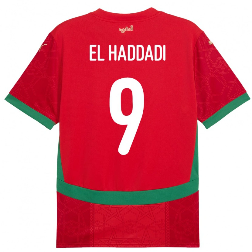 Danxen Mann Marokko Munir El Haddadi #9 Rød Hjemmetrøye Drakt Trøye 24-26 Skjorter T-Skjorte