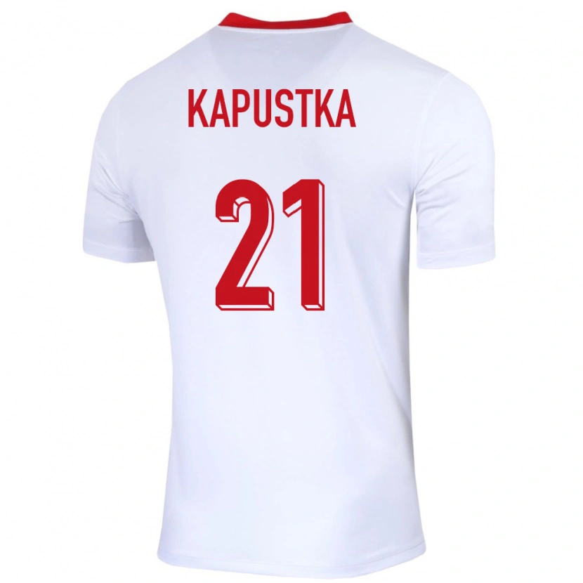 Danxen Mann Polen Bartosz Kapustka #21 Hvit Hjemmetrøye Drakt Trøye 24-26 Skjorter T-Skjorte