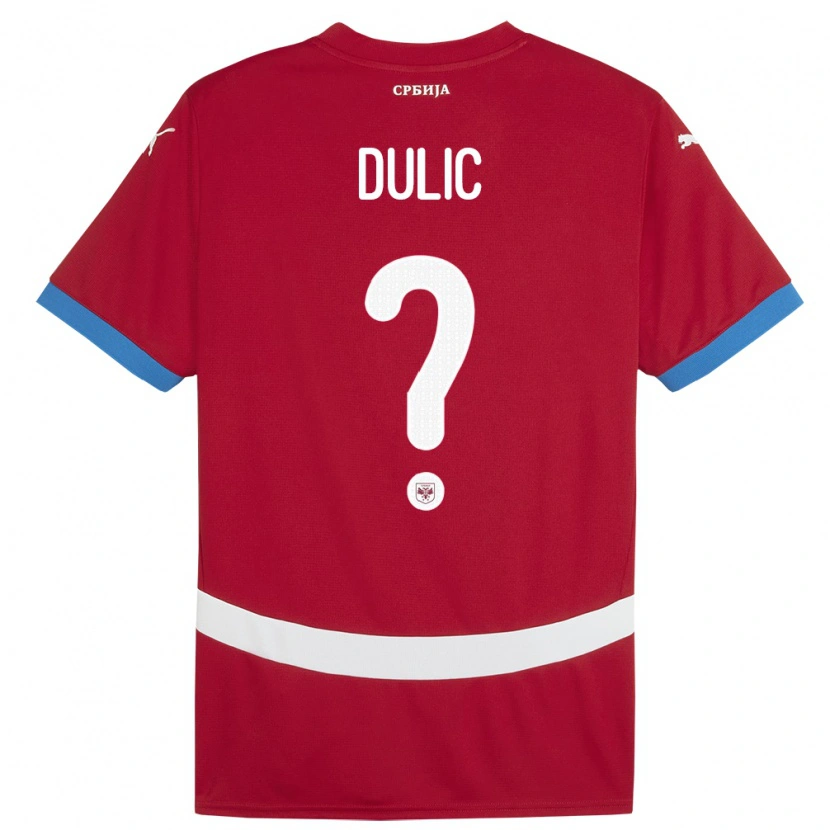 Danxen Mann Serbia Marin Dulic #0 Rød Hjemmetrøye Drakt Trøye 24-26 Skjorter T-Skjorte