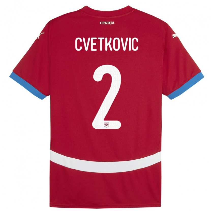Danxen Mann Serbia Djordje Cvetkovic #2 Rød Hjemmetrøye Drakt Trøye 24-26 Skjorter T-Skjorte