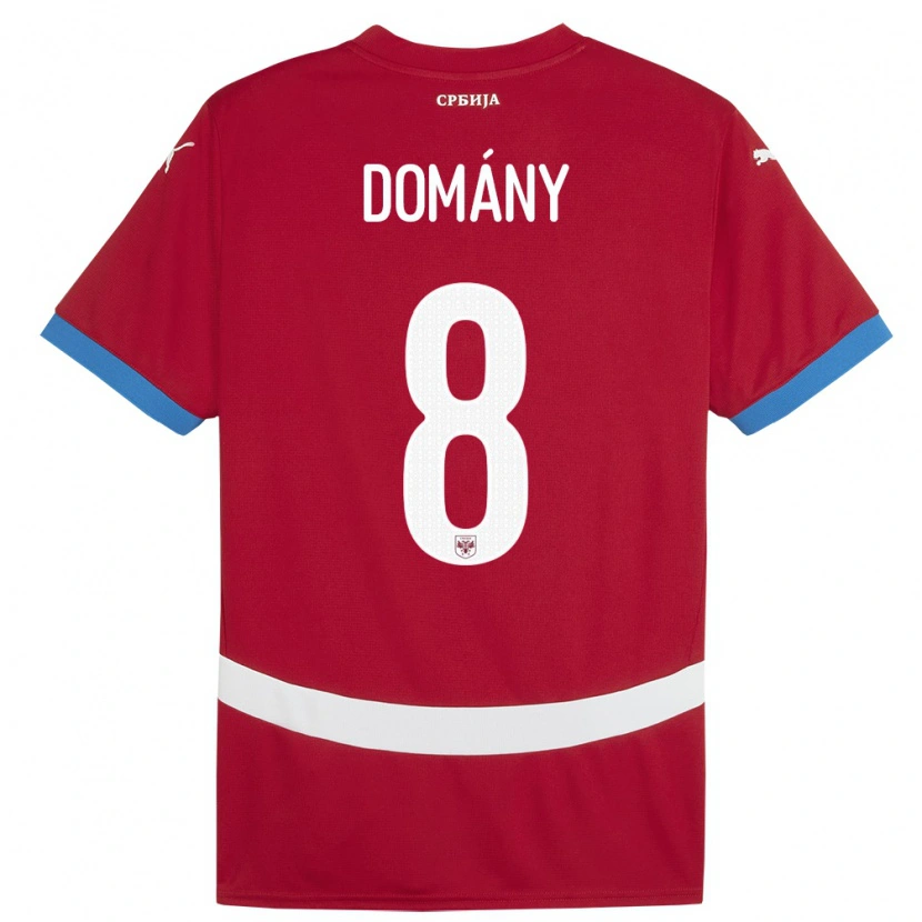 Danxen Mann Serbia Bence Domány #8 Rød Hjemmetrøye Drakt Trøye 24-26 Skjorter T-Skjorte