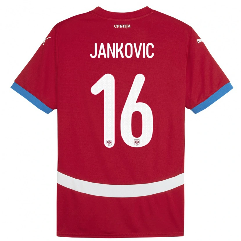 Danxen Mann Serbia Dimitrije Jankovic #16 Rød Hjemmetrøye Drakt Trøye 24-26 Skjorter T-Skjorte