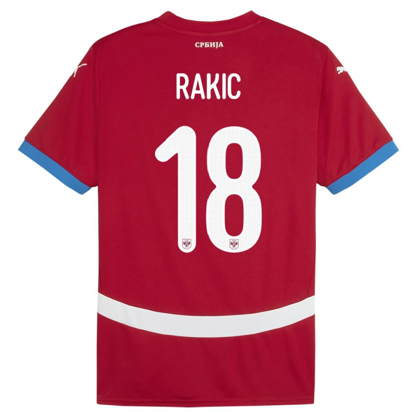 Danxen Mann Serbia Strahinja Rakic #18 Rød Hjemmetrøye Drakt Trøye 24-26 Skjorter T-Skjorte
