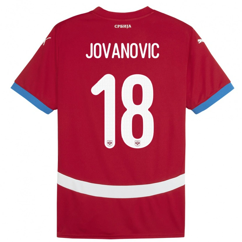 Danxen Mann Serbia Dusan Jovanovic #18 Rød Hjemmetrøye Drakt Trøye 24-26 Skjorter T-Skjorte