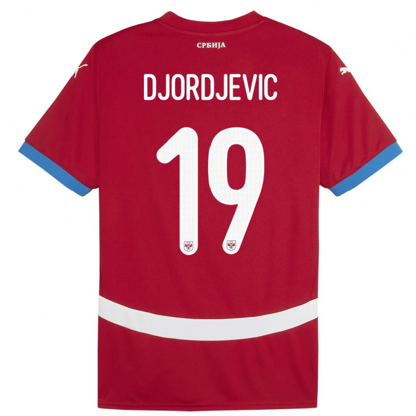 Danxen Mann Serbia Luka Djordjevic #19 Rød Hjemmetrøye Drakt Trøye 24-26 Skjorter T-Skjorte