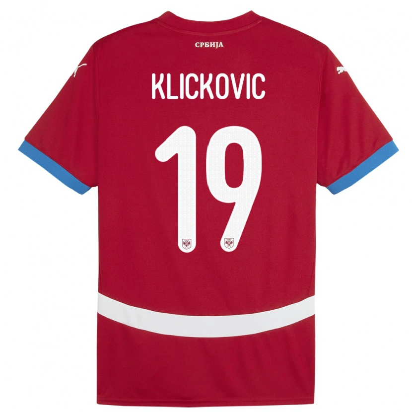 Danxen Mann Serbia Maksim Klickovic #19 Rød Hjemmetrøye Drakt Trøye 24-26 Skjorter T-Skjorte