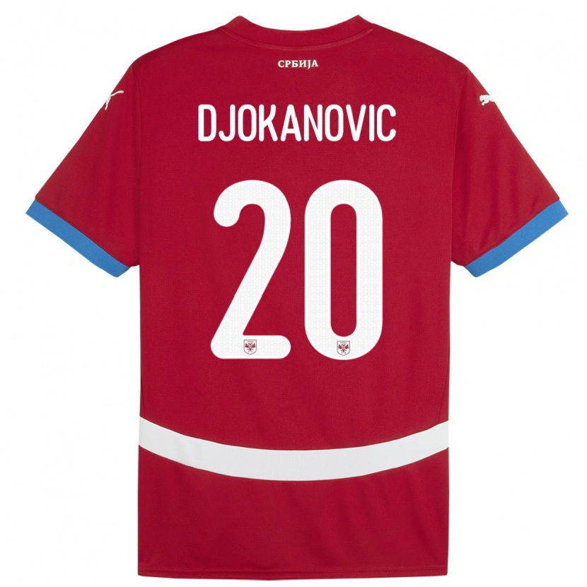 Danxen Mann Serbia Damjan Djokanovic #20 Rød Hjemmetrøye Drakt Trøye 24-26 Skjorter T-Skjorte