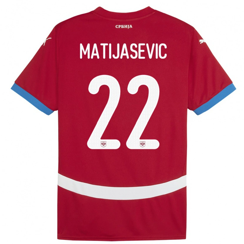 Danxen Mann Serbia Filip Matijasevic #22 Rød Hjemmetrøye Drakt Trøye 24-26 Skjorter T-Skjorte