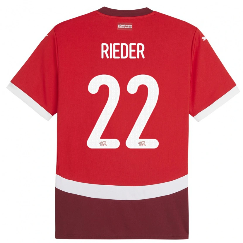 Danxen Mann Sveits Fabian Rieder #22 Rød Hjemmetrøye Drakt Trøye 24-26 Skjorter T-Skjorte