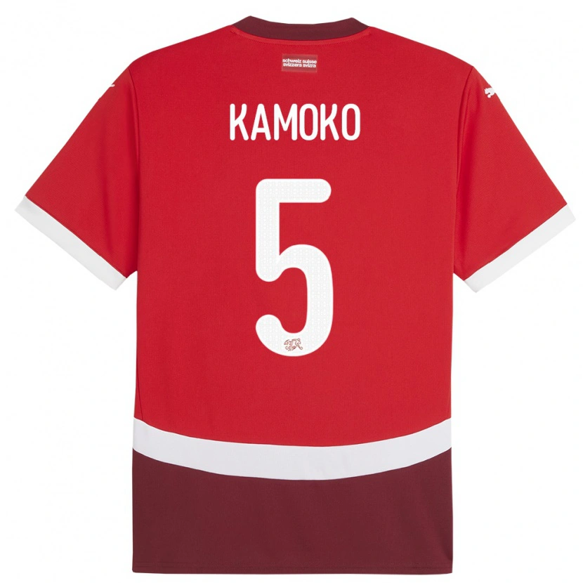 Danxen Mann Sveits Elohim Kamoko #5 Rød Hjemmetrøye Drakt Trøye 24-26 Skjorter T-Skjorte