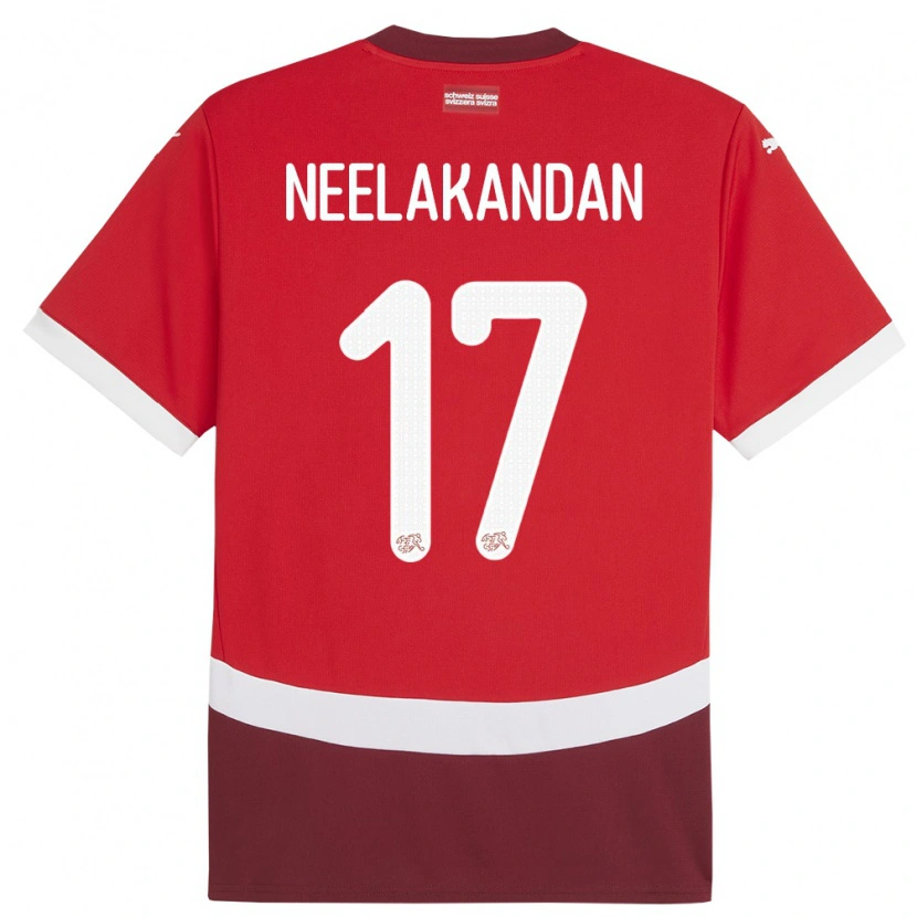 Danxen Mann Sveits Ranjan Neelakandan #17 Rød Hjemmetrøye Drakt Trøye 24-26 Skjorter T-Skjorte
