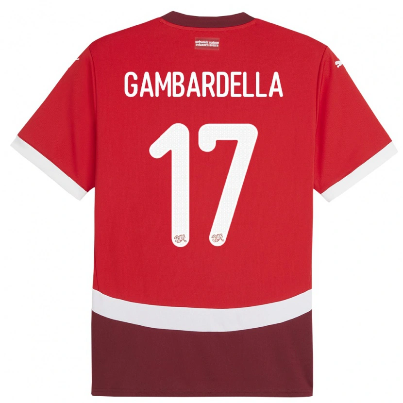 Danxen Mann Sveits Matteo Gambardella #17 Rød Hjemmetrøye Drakt Trøye 24-26 Skjorter T-Skjorte