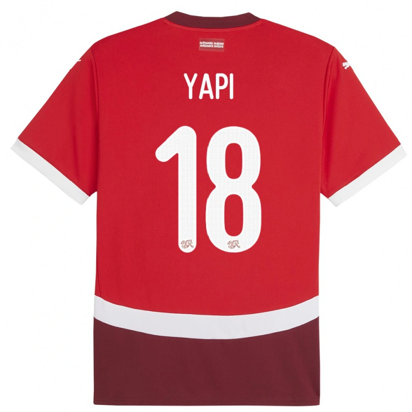 Danxen Mann Sveits Josue Yapi #18 Rød Hjemmetrøye Drakt Trøye 24-26 Skjorter T-Skjorte