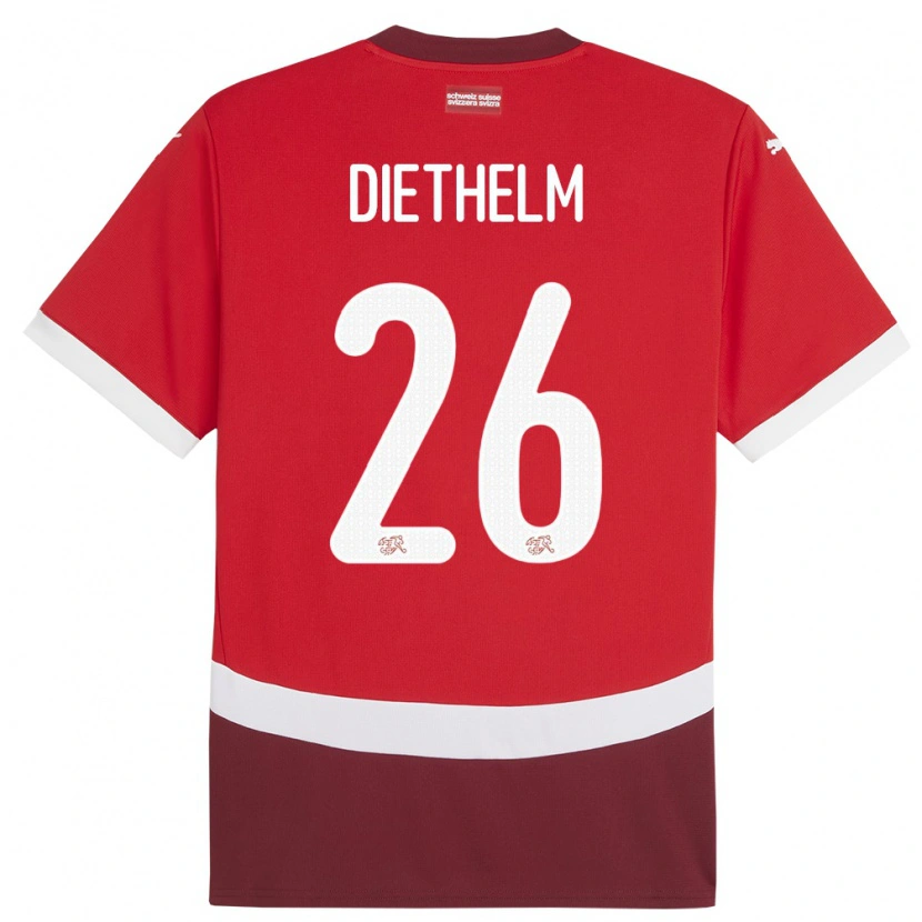 Danxen Mann Sveits Thierry Diethelm #26 Rød Hjemmetrøye Drakt Trøye 24-26 Skjorter T-Skjorte