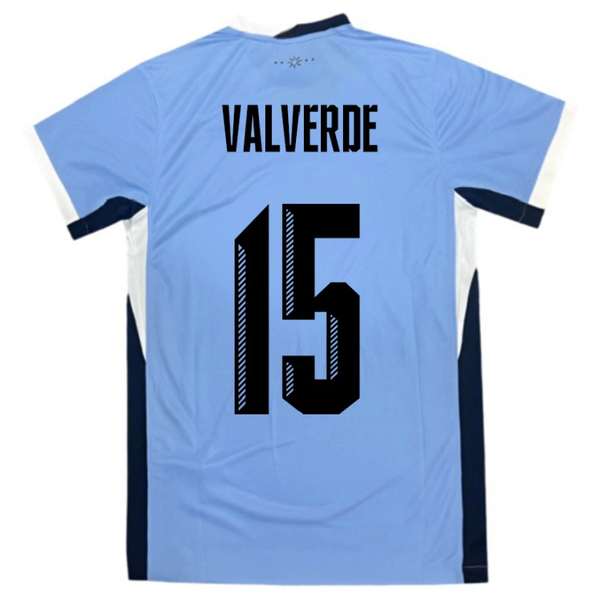 Danxen Mann Uruguay Federico Valverde #15 Hvit Svart Hjemmetrøye Drakt Trøye 24-26 Skjorter T-Skjorte