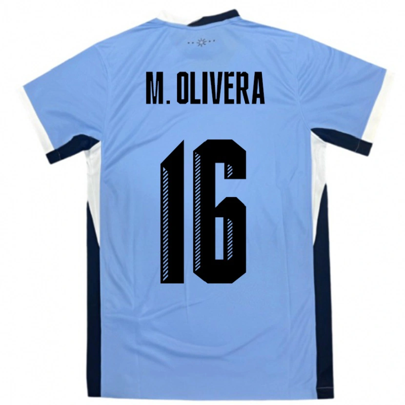 Danxen Mann Uruguay Mathias Olivera #16 Hvit Svart Hjemmetrøye Drakt Trøye 24-26 Skjorter T-Skjorte