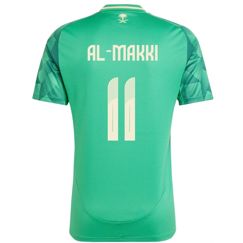 Danxen Mann Saudi-Arabia Ali Al-Makki #11 Grønn Hjemmetrøye Drakt Trøye 24-26 Skjorter T-Skjorte