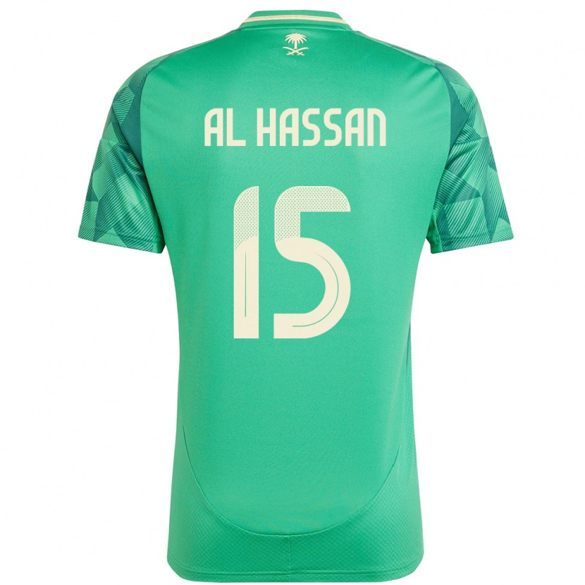 Danxen Mann Saudi-Arabia Ali Al Hassan #15 Grønn Hjemmetrøye Drakt Trøye 24-26 Skjorter T-Skjorte