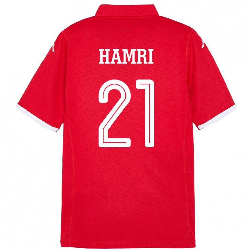 Danxen Mann Tunisia Rabii Hamri #21 Rød Hjemmetrøye Drakt Trøye 24-26 Skjorter T-Skjorte