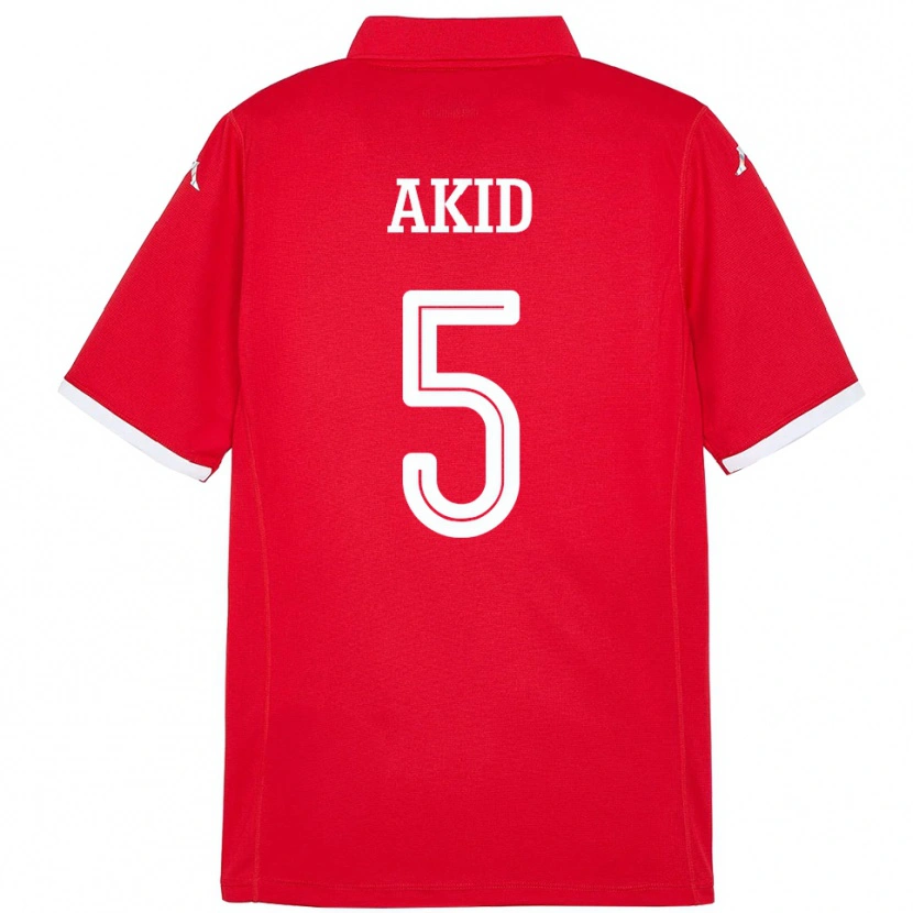Danxen Mann Tunisia Abdessalem Akid #5 Rød Hjemmetrøye Drakt Trøye 24-26 Skjorter T-Skjorte