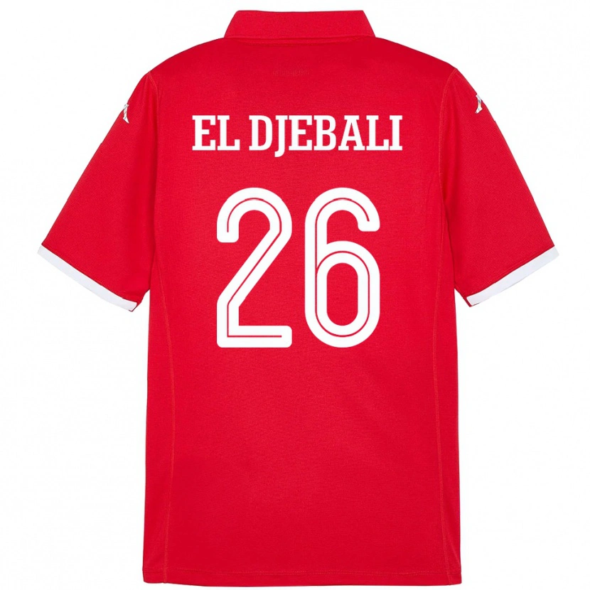 Danxen Mann Tunisia Chaim El Djebali #26 Rød Hjemmetrøye Drakt Trøye 24-26 Skjorter T-Skjorte