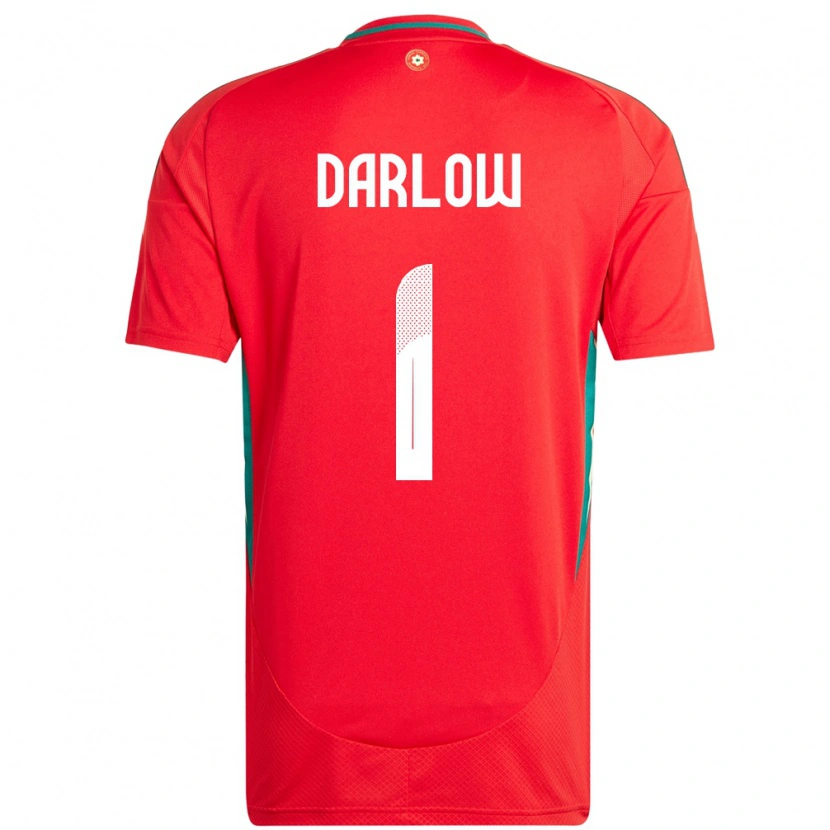 Danxen Mann Wales Karl Darlow #1 Rød Hjemmetrøye Drakt Trøye 24-26 Skjorter T-Skjorte